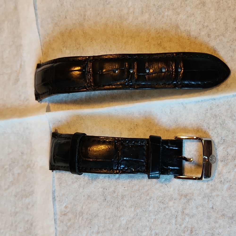 Michele leather watchband size 20 in black